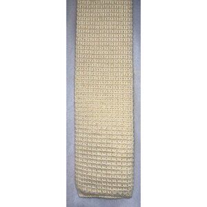 Vintage Knit Square Tip Wool Tie Beige Woven Textured Design
